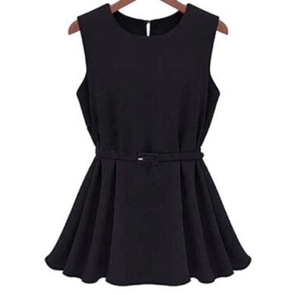 NWT Black Chiffon Blouse with matching belt